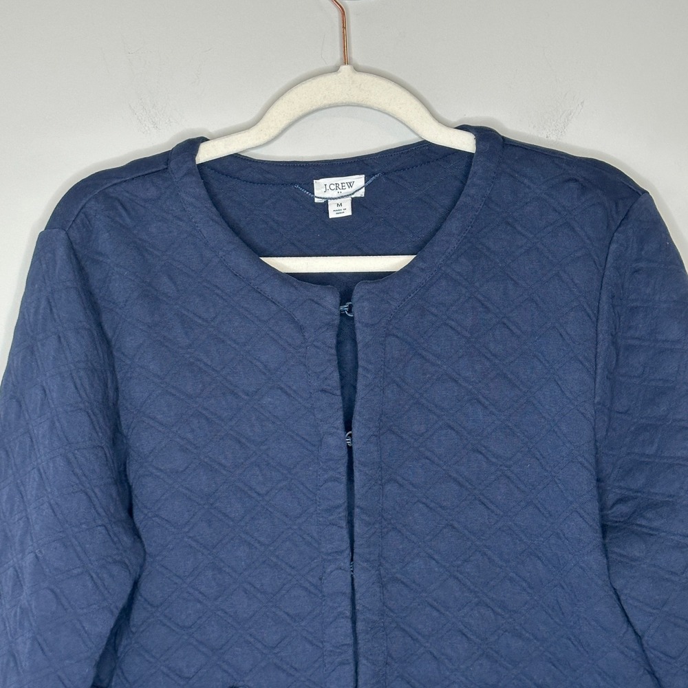 J. Crew Factory‎ Quilted Jacket Women's Medium Navy Blue Open Front Pockets Fa24 - Picture 6 of 11